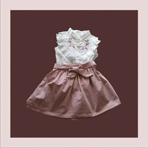 Toddler girl set shirt& skirt size S white/ pink color